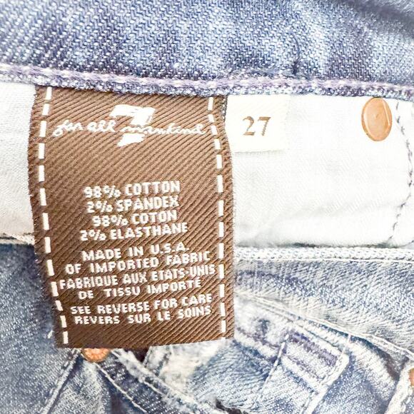 7 For All Mankind Roxanne Ripped Denim Jeans Dark Wash Size 27 - Picture 5 of 8